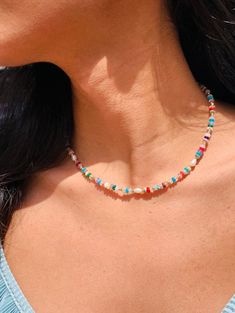 Our Gemstones Beaded Necklace is a radiant and cheerful piece designed to bring a touch of warmth and joy to your day.  This necklace features an arrangement of mixed gemstone beads in a vibrant palette reminiscent of a sun-kissed summer day. Whether you want to add a pop of color to your everyday attire or make a statement at a special event, this necklace will effortlessly elevate your style.  Necklace Size: 16" + extension Bracelet 7" + extension Price Per Item Thank you for visiting and supp Colorful Gemstone Beads Necklace For Gift, Multicolor Gemstone Beads Necklace For Gift, Multicolor Natural Stones Beads As Gift, Multicolor Natural Stone Beads For Gifts, Multicolor Natural Stone Beads As Gift, Handmade Multicolor Jewelry For Mother's Day, Colorful Letter Beads Necklace Gift, Colorful Round Beads Jewelry As Gift, Colorful Beads As A Gift