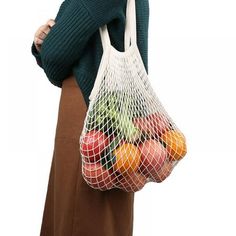 Mesh Grocery Bag Pure Cotton Environmentally Friendly for Vegetables And Fruits Sturdy Durable Description: 1. Quality: This mesh is woven with combed 21 cotton yarn and warp knitting machine, each inch 7 stitches, thick thread sewing. The products will be more robust and durable. 2. Environmental Protection: These mesh bags will replace plastic bags, cause they are safe and sanitary, healthy, and environmental protection. 3. Color: A variety of colors, there is always one for you. 4. Function: Large capacity, strong weight-bearing capacity. 5. Appearance: Fashionable and beautiful appearance. Specification: Product Name: Mesh grocery bag Product Material: Diamond-shaped mesh + cotton woven bags Product Size: 36*35*1cm/14.17*13.78*0.39inch Product Color: Beige, blue, black, red, yellow, gr Vegetable Bag, Reusable Produce Bags, Retail Bags, Plastic Grocery Bags, Grocery Tote Bag, Sustainable Bag, Grocery Shopping Bags, Chic Chic, Merchandise Bags