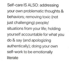 the words self - care is also addressing your own problems