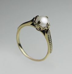 "A Gorgeous Real 14K Gold and Real White Pearl ring Vintage Victorian style size : adjustable weight : 3.2 gram pearl size in m\"m : 0.7 mm WORLDWIDE FREE SHIPPING" Pearl Ring Design, Vintage Pearl Jewelry, Victorian Rings, Gold Earrings Designs, Jewelry Lookbook