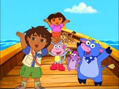 dora the explorer and his friends on a boat