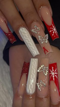 Shimmery Nails, Multicolored Nails, Nail Type, Coffin Press On Nails, Snowflake Nails, Gel Art, Black Nail, Xmas Nails, Square Acrylic Nails