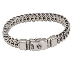 Bracelet Crafted of Sterling Silver from Bali - Mystery Links | NOVICA Clock Work, Silver Chain Bracelet, Latest Jewellery, Bracelet Crafts, Jewelry Packaging, Sterling Silver Chain, Jewelry Gift Box, Free Jewelry, White Gold Rings