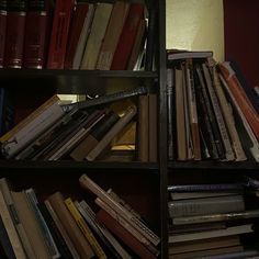 a book shelf filled with lots of books