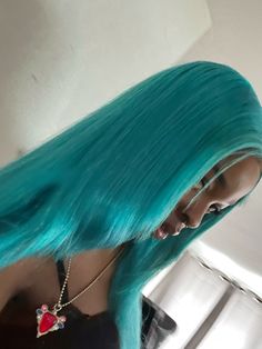 Blue hair Light Teal Hair Color, Blue Hair Blonde Roots, Blue Blonde And Black Hair, Light Blue Hair Black Women, Cyan Hair Color, Blonde Hair Blue Highlights, Teal Hair Aesthetic, Cotton Candy Blue Hair, Emo Blue Hair