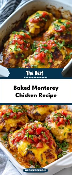 Baked Monterey Chicken is a comforting dish featuring tender chicken breasts topped with savory Monterey Jack cheese, smoky bacon, and zesty barbecue sauce. Perfect for a quick weeknight dinner.