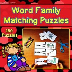 word family matching puzzles for kids