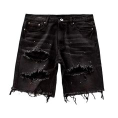 Elevate your flair with our baggy mid-waist jeans shorts for men from the 2024 Summer Collection a grunge-inspired addition to your wardrobe that exudes effortless coolness.Distinctive Features: Grunge Style: These shorts are designed with a grunge aesthetic in mind, perfect for those who want to add some edge to their look. Distressed Details: The distressed elements on these shorts add a rugged and worn-in feel, giving them a unique and individualized look. Baggy Fit: The baggy silhouette of these shorts offers a relaxed and comfortable feel, perfect for the laid-back grunge trend. Raw Hem: The raw hem adds an element of undone edginess to these shorts, making them a standout piece in any outfit. Whiskered & Sanded: These shorts feature a whiskered and sanded effect, giving them a vintag Baggy Shorts Outfit, Wed Leg, Fem Outfits, Edgy Jeans, Minimal Shirt Design, Ide Pose, Mens Shorts Outfits, Mid Waist Jeans, Mens Denim Shorts