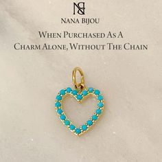 "This uniquely detailed necklace is composed of a 14K solid gold heart shaped frame and hand-set with genuine AAA quality natural real Arizona Turquoise cabochons. This darling heart frame charm is complemented with a matching 14K solid gold adjustable chain or available to be purchased as a charm alone without the chain. ♦ Heart Dimensions: approximately 11.5mm (w) x 11.5mm (h) ♦ Metal Finish: High Shine Polish ♦ This design is available in Rose, White and Yellow 14K Gold ♦ Please note that thi Elegant Turquoise Jewelry With Heart Beads, Elegant Turquoise Heart Beads Jewelry, Elegant Turquoise Heart-shaped Jewelry, Turquoise Jewelry With Heart Charm For Anniversary, Turquoise Heart Charm Jewelry For Anniversary, Elegant Turquoise Heart Cut Jewelry, Heart Shape Frame, Frame Necklace, Heart Shaped Frame