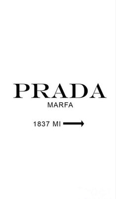 the prada marfa logo is shown in black and white