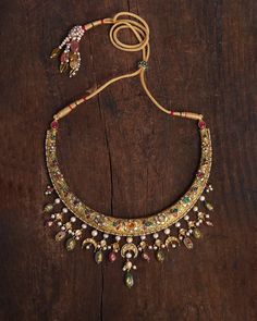 Devi Indian Wedding Gold Hasli Necklace for Women – Artisanal Fine Jewellery | AURUS Hasli Necklace, Vintage Indian Jewelry, Kundan Jewellery Bridal, Neck Pieces Jewelry, Colorful Gemstones, New Gold Jewellery Designs, Flower Motifs, Wedding Gold, Choker Pendant