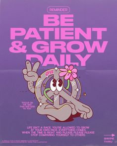 the poster for be patient and grow daily shows an elephant with a flower in its hand