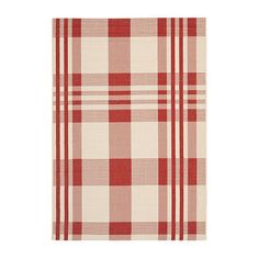 a red and white plaid rug on a white background