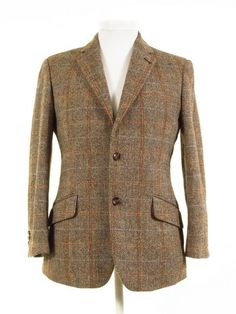 Harris Tweed Jacket W/ Slanted Pocket Flaps 38S - Tweedmans