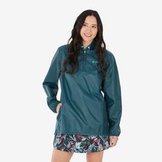 Quechua Women's Raincut 1/2 Windproof And Water-Repellent Rain Jacket in Dark Petrol Blue, Size SM Water Repellent Jacket, Womens Cycling Clothes, Hiking Jacket, Waterproof Coat, Light Rain, Petrol Blue, Hiking Women, Waterproof Jacket, Lower Body