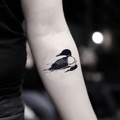 a black and white photo of a bird on the arm