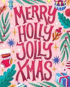 a greeting card saying merry holly jolly xmas