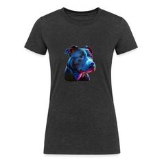 a women's t - shirt with an image of a dog on the front