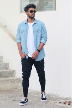 Top 34 Casual Summer Date Outfit Ideas For Guys Mens Jean Shirt Outfit, T Shirt And Jeans Outfit Men, Casual Outfits For Men Simple, Jean Shirt Outfits Men, Casual Summer Date Outfit, Summer Date Outfit, Date Outfit Ideas, Denim Outfit Men, Shirt Outfit Men