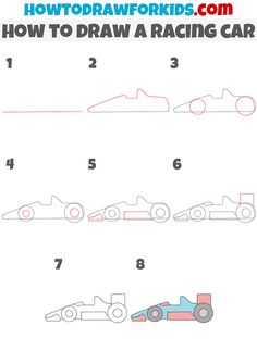 how to draw a racing car for kids step by step drawing instructions and printable worksheet