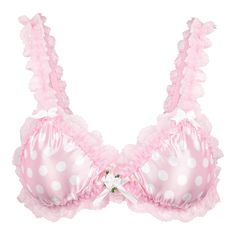 PRICES MAY VARY. Comfortable to wear - Made from a delicate satin fabric with elasticated shoulder straps, this sexy bralette will feel super smooth against your skin and is very comfortable to wear. Dainty Details - Nestled in the cleavage is a trio of gorgeous satin roses and string of faux pearls. Complimenting this, is a cute bow on each shoulder strap. Ruffled Trim - The underbust and elasticated straps are finished with a beautiful frilly lace. Versatile Underwear - This gorgeous underwear Feminine Lingerie, Honeymoon Night, Acubi Fashion, Coquette Icon, Satin Bralette, Pink Lace Bra, Lingerie Party, Cute Bras, Soft Wallpaper