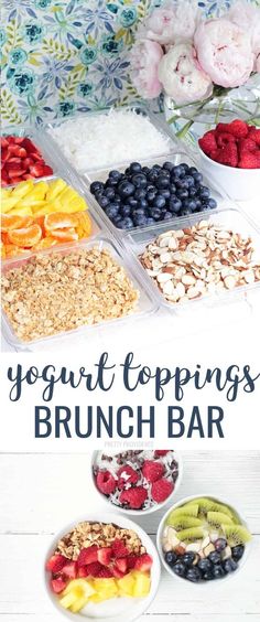 yogurt toppings for brunch bar with berries and blueberries