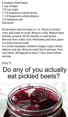 a recipe for pickled beets in a jar with instructions on how to make them