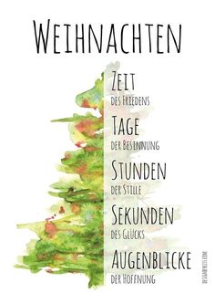 a poster with words written in german and english on the side of it, as well as an image of a tree