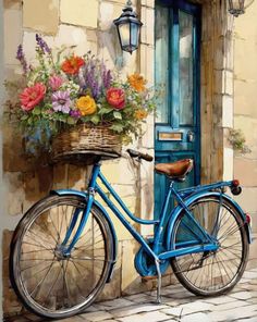 Fiets met Bloemen 25x35cm (Morgen in huis) Diamond Painting Planet Bicycle Painting Ideas, Bike Painting Ideas, Fancy Painting, Acrylic Art Projects, Peacock Wall Art, Bicycle Painting, Street Painting, Acrylic Painting Lessons, Cottage Art