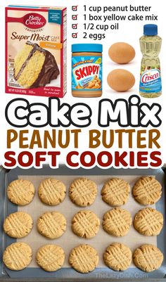 the recipe for cake mix peanut butter soft cookies