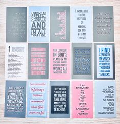 a collage of cards with words and phrases on them