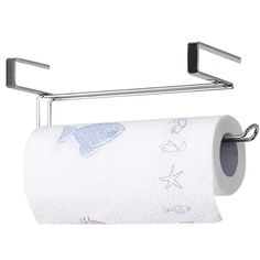 a toilet paper holder with two rolls of toilet paper hanging from it's side