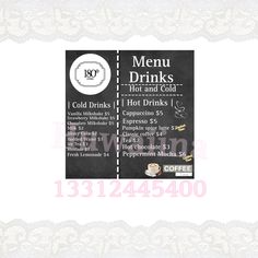 a menu for a restaurant with coffee and drinks