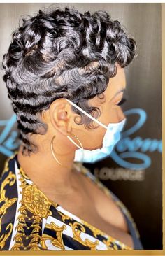 Soft Fingerwaves Short Hair, Pixie Pin Curls, Fingerwaves Short Hair, Fingerwaves Short Hair Black Pixie Cuts, Pixies Haircut, Diy Hair Wig, Finger Waves Short Hair, Short Hair Outfits, Short Relaxed Hairstyles