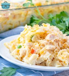 a close up of a plate of food with broccoli and chicken casserole