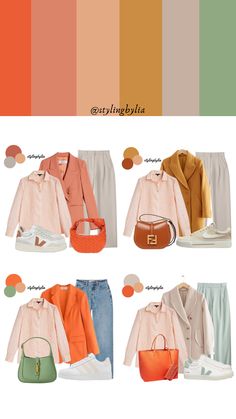 Split Complementary Outfit, Orange Striped Shirt Outfit, True Spring Outfits, Malaysia Outfit, Shirts Outfit, Outfit Links, Stylish Outfits For Women Over 50