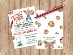 two personalized birthday cards with an image of a mouse and cookies