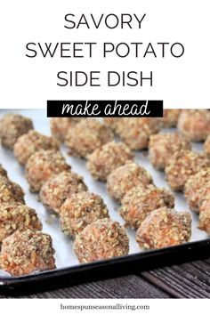 homemade savory sweet potato side dish with text overlay