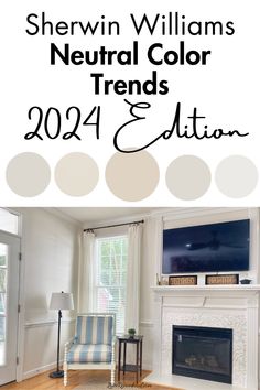 a living room with white walls and wood floors is featured in the article, sheryln williams neutral color trend