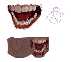 two different angles of the mouth and teeth