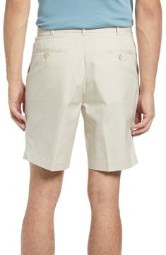 Crisp pleats refine the look of these versatile shorts made from soft, lightweight poplin. 9" inseam; 24" leg opening; 11 3/4" front rise Zip fly with button closure Front slant pockets; back button-welt pockets 65% polyester, 35% cotton Machine wash, tumble dry Imported Men's Clothing Classic Relaxed Fit Bermuda Shorts In Solid Color, Classic Bermuda Shorts With Short Inseam For Summer, Classic Bermuda Shorts With Welt Pockets For Spring, Classic Solid Color Shorts For Business Casual, Classic Relaxed Fit Bermuda Shorts For Summer, Classic Solid Shorts For Business Casual, Classic Bermuda Shorts With Pockets, Spring Bermuda Shorts With Welt Pockets, Classic Bermuda Shorts With Built-in Shorts For Summer