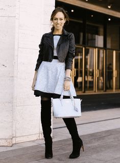 41 Stylish Outfits to Wear with Long Boots This Season City Cinderella, New Cinderella Movie, Black Knee Length Boots, Cinderella Blue, New Cinderella, Grey Tights, Cinderella Movie, Dressy Skirts, Hot Boots