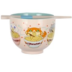 an image of a bowl with noodles and cats on it