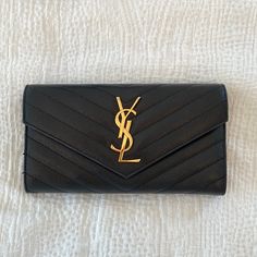 Saint Laurent Monogram Matelass Large Envelope Calfskin Continental Wallet. Black With Gold Ysl Logo. Gentle Use, No Markings On Leather. Comes With Original Box And Dust Bag. Elegant Formal Wallets With Logo, Elegant Business Wallets With Logo, Elegant Business Wallet With Logo, Elegant Everyday Wallets With Logo, Elegant Wallets With Logo, Black Monogram Bags For Formal Occasions, Formal Black Monogram Bag, Formal Black Monogrammed Bag, Formal Black Monogram Bags