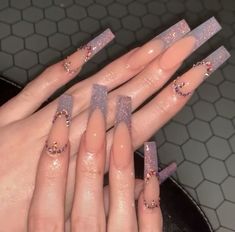 French Tip Nails Art, Boujee Nails Acrylic Long, Elegant French Tip Nails, Boujee Nails Designs, French Tip Coffin Nails, French Tip Coffin, Nail Glow, Burberry Nails, Acrylic Coffin Nails