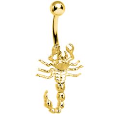 Solid 14KT Yellow Gold SCORPION Belly Ring | Body Candy Body Jewelry Unique Belly Rings, Gold Scorpion, Gold Body Jewelry, Bellybutton Piercings, Belly Button Piercing Jewelry, Belly Piercing Jewelry, Gold Belly Ring, Jewelry Promotion, Gold Body Jewellery