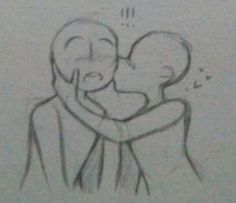 a drawing of two people hugging each other with the words i love you written above them