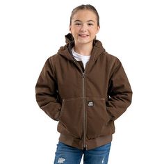 Kids will stay warm and comfortable with the youth highland softstone duck hooded jacket. Featuring a brass front zipper and triple-needle stitched main seams, this jacket is built to last. With three inside pockets and large front pockets for storage, kids can keep belongings safe and secure.Features: HoodedClosure Type: ZipperPockets: 2 Front Slip PocketsSleeve Length: Long SleeveWarmth Factor: HeavyweightOuterwear Length: MidFiber Content: 100% CottonFabric Description: Duck ClothFilling Cont Insulated Hooded Jacket For Fall Outdoor Activities, Insulated Hooded Jacket For Outdoor Activities In Fall, Insulated Hooded Jacket For Fall Hiking, Insulated Hooded Jacket For Hiking In Fall, Fall Insulated Hooded Jacket For Hiking, Fall Insulated Hooded Outdoor Jacket, Fall Outdoor Insulated Hooded Jacket, Hooded Hiking Jacket With Double-lined Hood, Hiking Hooded Jacket With Double-lined Hood