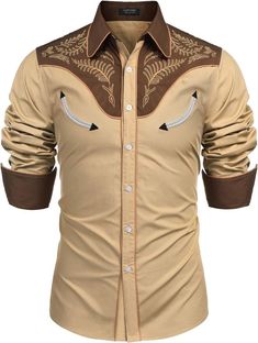 #ad Top Seller for COOFANDY Men's Western Cowboy Shirt Embroidered Button Down Long Sleeve Shirts, Fashion Mens Clothing Mens Embroidered Shirt, 1950s Mens Clothing, Kurta Fashion, Jean Shirt Men, 1950s Mens Fashion, Embroidered Denim Shirt, 1950s Mens, Cowboy Shirt, Denim Shirt Men