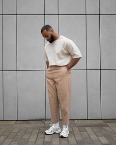 Summer Holiday Outfits Men, Neutral Outfits Men, Cream Pants Outfit Men, Cole Buxton, Polo Shirt Outfits, Smart Casual Menswear, New Balance Outfit